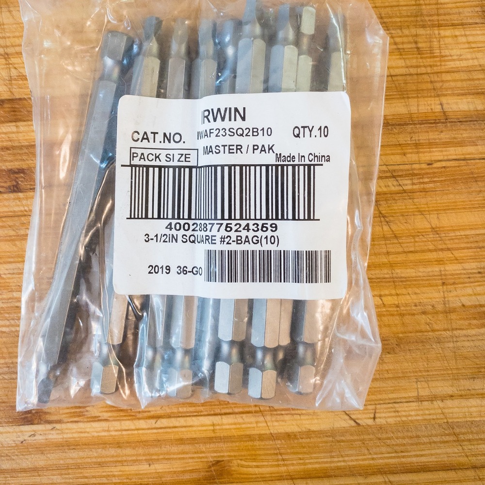 Irwin Square Recess Power Bit Unisex 3-1/2" Gray #2 10-Pack Steel IWAF23SQ2B10